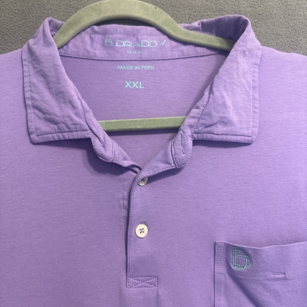 B. Draddy Polo Shirt Pima Cotton Stretch Mens Size‎ XXL Solid Purple Golf Preppy